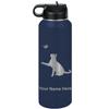 LaserGram Personalized Water Bottle, Cat with Butterfly, Stainless Steel Double Wall Vacuum Insulated with Flip Top Straw, Custom Engraved Gift (40oz / 1180ml Navy Blue) view 1