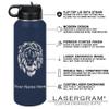 LaserGram Personalized Water Bottle, Cat with Butterfly, Stainless Steel Double Wall Vacuum Insulated with Flip Top Straw, Custom Engraved Gift (40oz / 1180ml Navy Blue) view 3