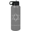 LaserGram Personalized Water Bottle, Star of David, Stainless Steel Double Wall Vacuum Insulated with Flip Top Straw, Custom Engraved Gift (40oz / 1180ml Gray) view 1