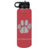 LaserGram Personalized Water Bottle, Paw Print, Stainless Steel Double Wall Vacuum Insulated with Flip Top Straw, Custom Engraved Gift (40oz / 1180ml Maroon)