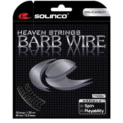 Solinco Barb Wire Textured and Ridged Poly (Polyester) 16L Gauge / 1.25mm Tennis Racquet String Sets 6-Pack (6 Sets Per Order) - Best for Spin, Spin, and Durability
