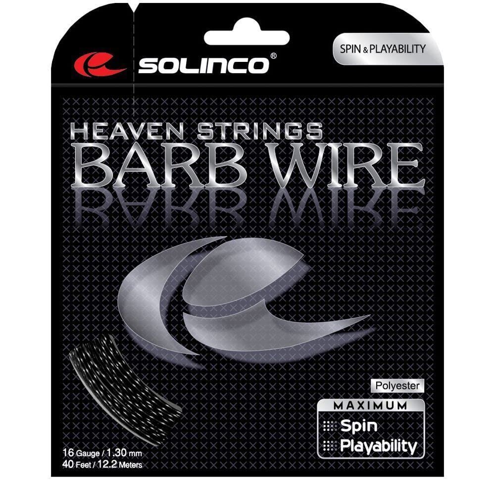 Solinco Barb Wire Textured and Ridged Poly (Polyester) 16L Gauge / 1.25mm Tennis Racquet String Sets 6-Pack (6 Sets Per Order) - Best for Spin, Spin, and Durability