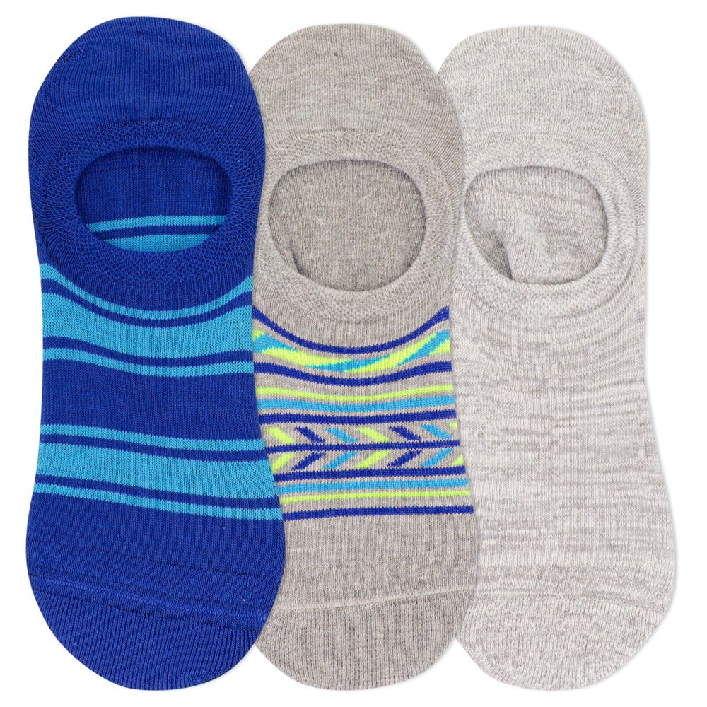Hot Sox Men's Fun Conversation Starter Liner Socks-1 Cool & Funny Pattern Design Gifts, Geo Stripe (Gray Heather) (3 Pairs), Shoe Size: 6-12
