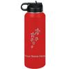 LaserGram Personalized Water Bottle, Sea Turtle Family, Stainless Steel Double Wall Vacuum Insulated with Flip Top Straw, Custom Engraved Gift (40oz / 1180ml Red) view 1