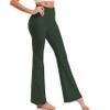 KQUZO Plus Size Woman Yoga High Waist Flare Tummy Control Bootleg Bell Bottom Casual Work Stretched Pants (Regular, Medium, Full_Dark Olive) view 1