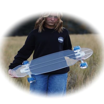 Ghost Long Board 30 Riptide White Trucks Blue Wheels