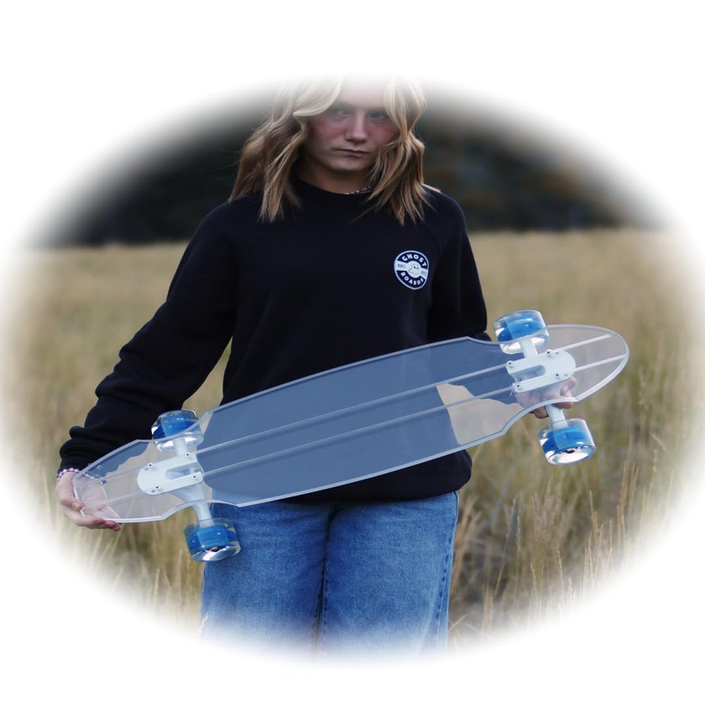 Ghost Long Board 30 Riptide White Trucks Blue Wheels