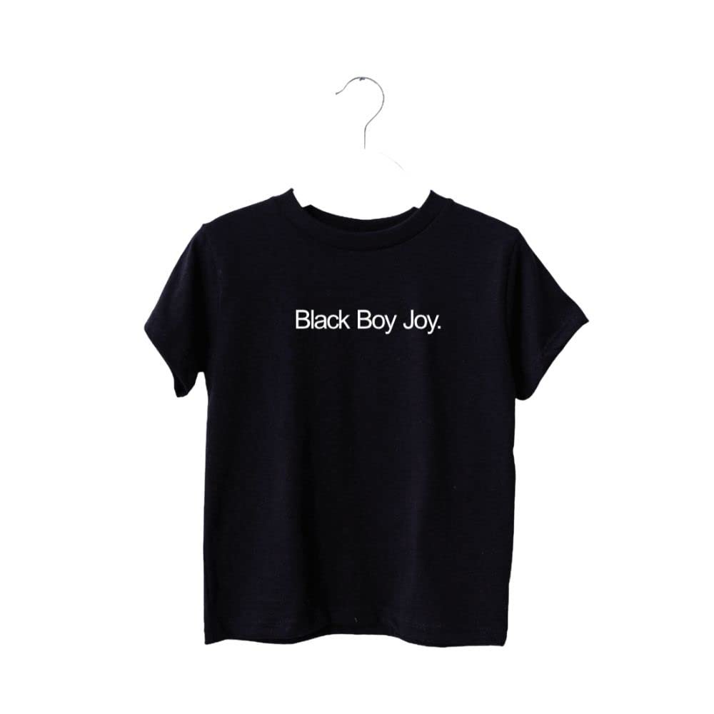 Black Boy Joy T- Shirt for Toddler Youth Boys (L, White)