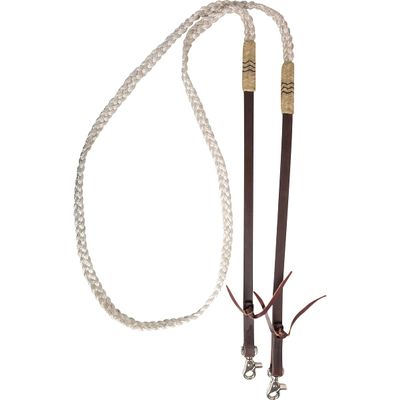 Cashel Braided Rawhide Buttons Roping Rein White