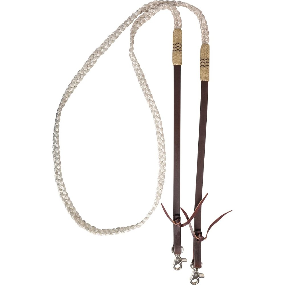 Cashel Braided Rawhide Buttons Roping Rein White