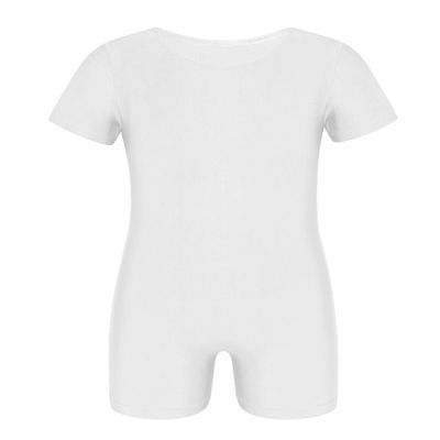 RUNQHUI Kids High Stretch Dance Gymnastics Leotard Unitards Biketards for Girls Ballet Dance Wear Sport Bodysuit White 12 Years