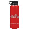 LaserGram Personalized Water Bottle, Motorcycle, Stainless Steel Double Wall Vacuum Insulated with Flip Top Straw, Custom Engraved Gift (40oz / 1180ml Red)