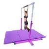 Athletic Bar Gymnastics Bar Kip Bar for Kids 3 in 1 Set + Adj. Exercise Beam, 6'x4' Tumble Mat, Adjustable Height Horizontal Bar 3 to 5 FT Professional Junior Gymnast Asymmetric Gymnastic Bar, Purple view 3