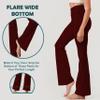 KQUZO Plus Size Woman Yoga High Waist Flare Tummy Control Bootleg Bell Bottom Casual Work Stretched Pants (Regular, Large, Full_Burgundy) view 3