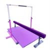 Gymnastics Bar Kip Bar for Kids with Acrobatic Tube Beam and 6'x4' Tumble Mat, Adjustable Height 3 to 5 FT Horizontal Bar Junior Gymnast Gymnastic Training Bar, Asymmetric Bar Expandable Purple view 2