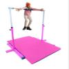 Gymnastics Bar Kip Bar for Kids with Acrobatic Tube Beam and 6'x4' Tumble Mat, Adjustable Height 3 to 5 FT Horizontal Bar Junior Gymnast Gymnastic Training Bar, Asymmetric Bar Expandable Pink view 2
