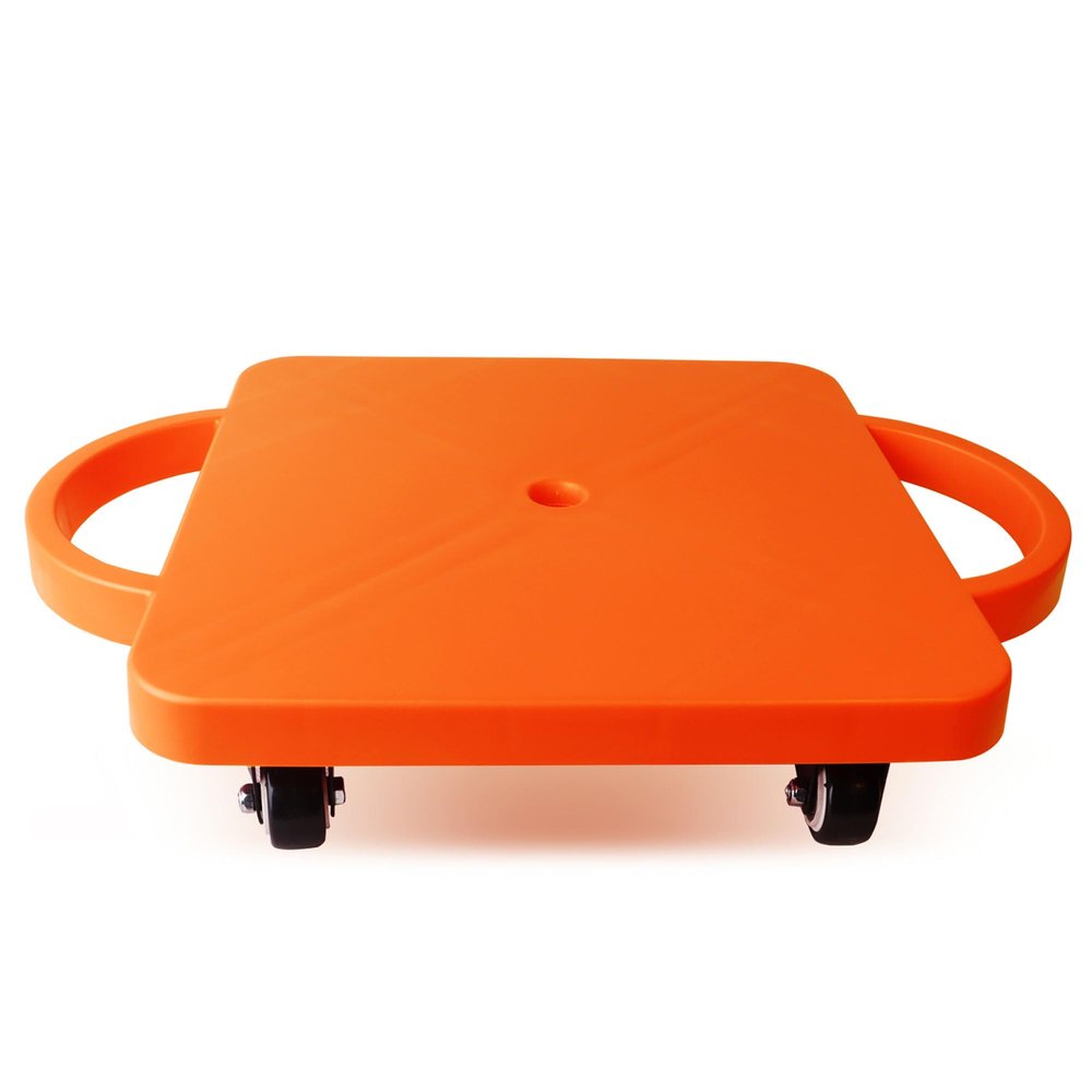 GSE Games & Sports Expert Orange Sports Scooter Board with Handles, Floor Sitting Scooter Board with Non-Marring Plastic Casters for Kids Children Gym Indoor Outdoor Activities Play Equipment
