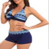 Century Star Women Two Piece Swimsuit Athletic Bathing Suits for Women Ruffled Tummy Control High Waisted Swimsuits C Blue geometry 8-10 view 2