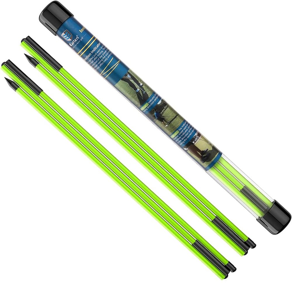 CAITON Golf Alignment Sticks, 2 Sets 48inch Golf Alignment Aid Practice Rods, Golf Training Aid to Improve Golf Swing, Putting Posture, with Storage Tube