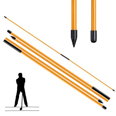CAITON Golf Alignment Sticks 2 Sets - 48inch Alignment Practice Rods, Foldable for Easy Portability, Golf Training Aids to Improve Golf Swing, Putting Posture, with Storage Tube (Two-Stage Orange)