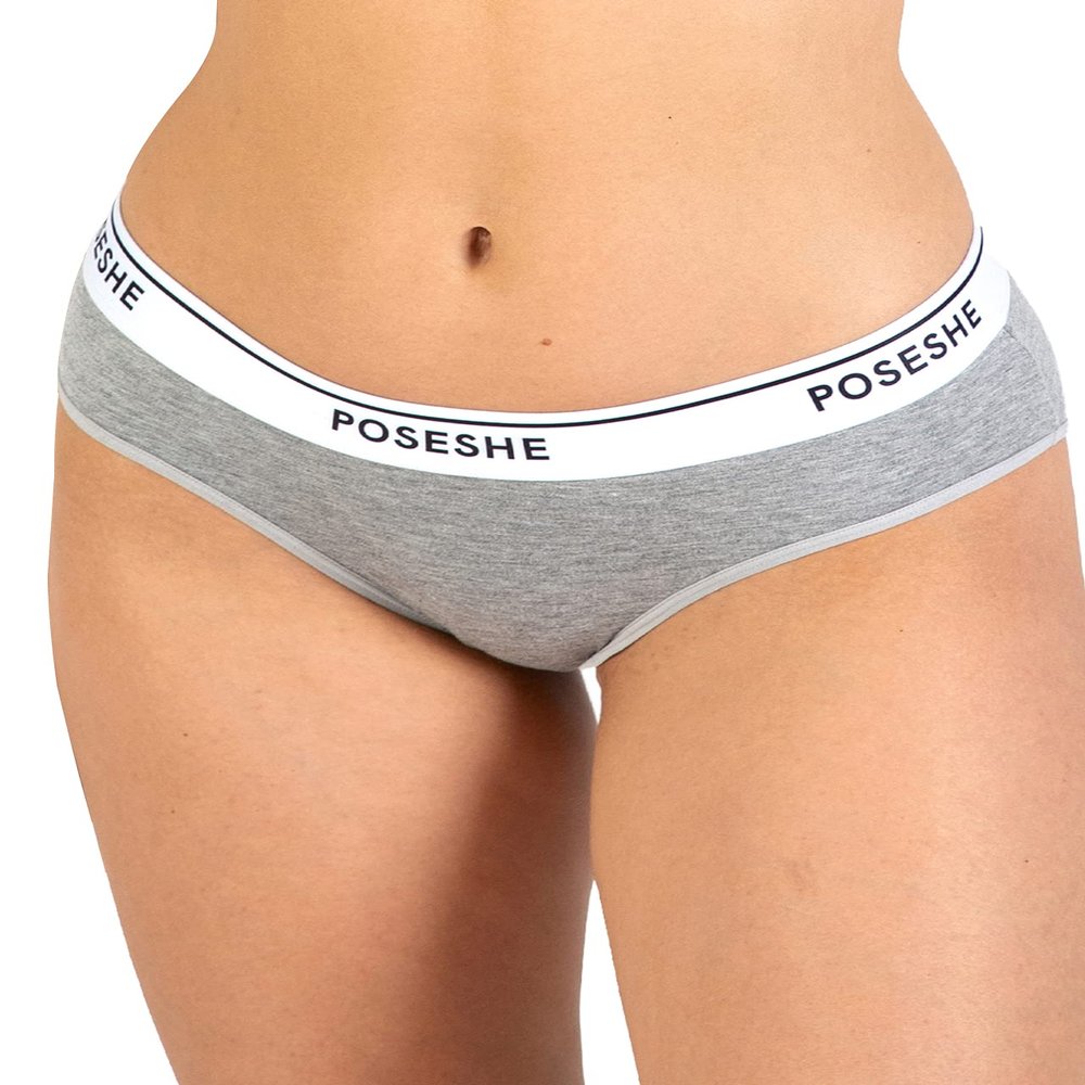 POSESHE Women's Micro-Modal Brief Underwear, Bikini Panties For Women Pack, Available in Plus SizeGrey, M