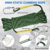 NTR Orange/Black/Blue Climbing Rope 10M(32ft) 20M(64ft) 30M(96ft) 50M(160ft), 8MM Static Rock Climbing Rope with 2 Steel Hooks, Rappelling Rope for Outdoor, Hiking Safety Escape Rope, Rescue Parachute view 4