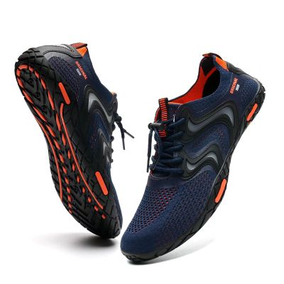 YALOX Water Shoes Men's Women's Swim Shoes Outdoor Beach Barefoot Quick-Dry Aqua Pool Socks Swimming Yoga Surfing Exercise(V021-Dark Blue/Orange,38EU)