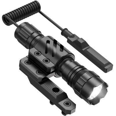 Feyachi Flashlight 1200 Lumen Matte Black LED Light with M Lock Flashlight Mount and Pressure Switch Included