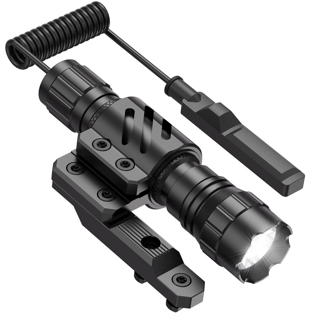 Feyachi Flashlight 1200 Lumen Matte Black LED Light with M Lock Flashlight Mount and Pressure Switch Included