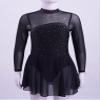 FEESHOW Youth Girls Shiny Rhinestones Mesh Long Sleeves Figure Ice Skating Ballet Dance Leotard Gymnastic Dress Black 16 Years view 3