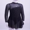 FEESHOW Youth Girls Shiny Rhinestones Mesh Long Sleeves Figure Ice Skating Ballet Dance Leotard Gymnastic Dress Black 16 Years view 4