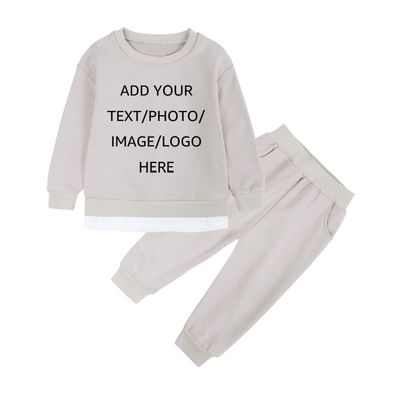 ZFTTZYMX Custom Baby Kids Sweatsuits 2PCS Your Own Design Toddler Boys Girls Personalized Pullover Sweatshirts Outfit Sets