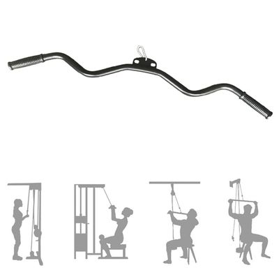 MNNM Press Down Bar, LAT Pull Down Bar, Home Gym Cable Machine Attachment, V-Shaped Bar, Multi-Grip Resistance Bar, Black, 100cm/39 Inch