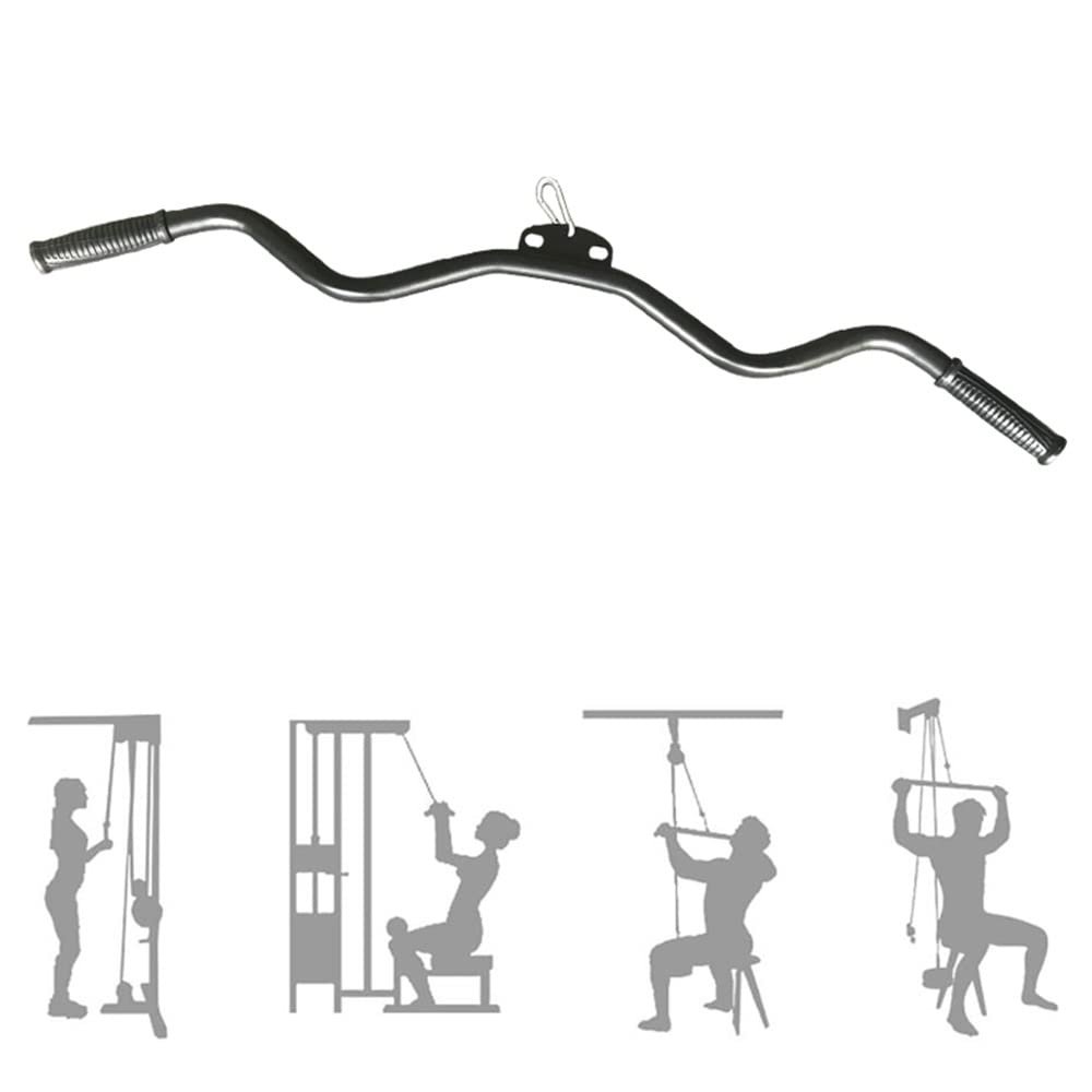 MNNM Press Down Bar, LAT Pull Down Bar, Home Gym Cable Machine Attachment, V-Shaped Bar, Multi-Grip Resistance Bar, Black, 100cm/39 Inch