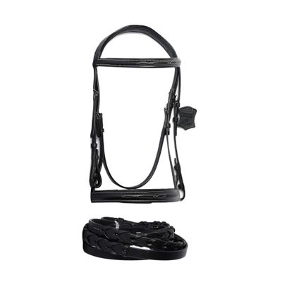 Wonder Care Top Grain Cowhide Leather English Bridle Snaffle Horse Bridle Noseband with Browband Horse Bit Bridle with Reins Bridles for Horses