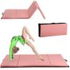 BLKMTY Gymnastics Mat - 4'x6'x2" Folding Exercise Mat with Carrying Handles for Gymnastics, Yoga & Workout, Pink view 1