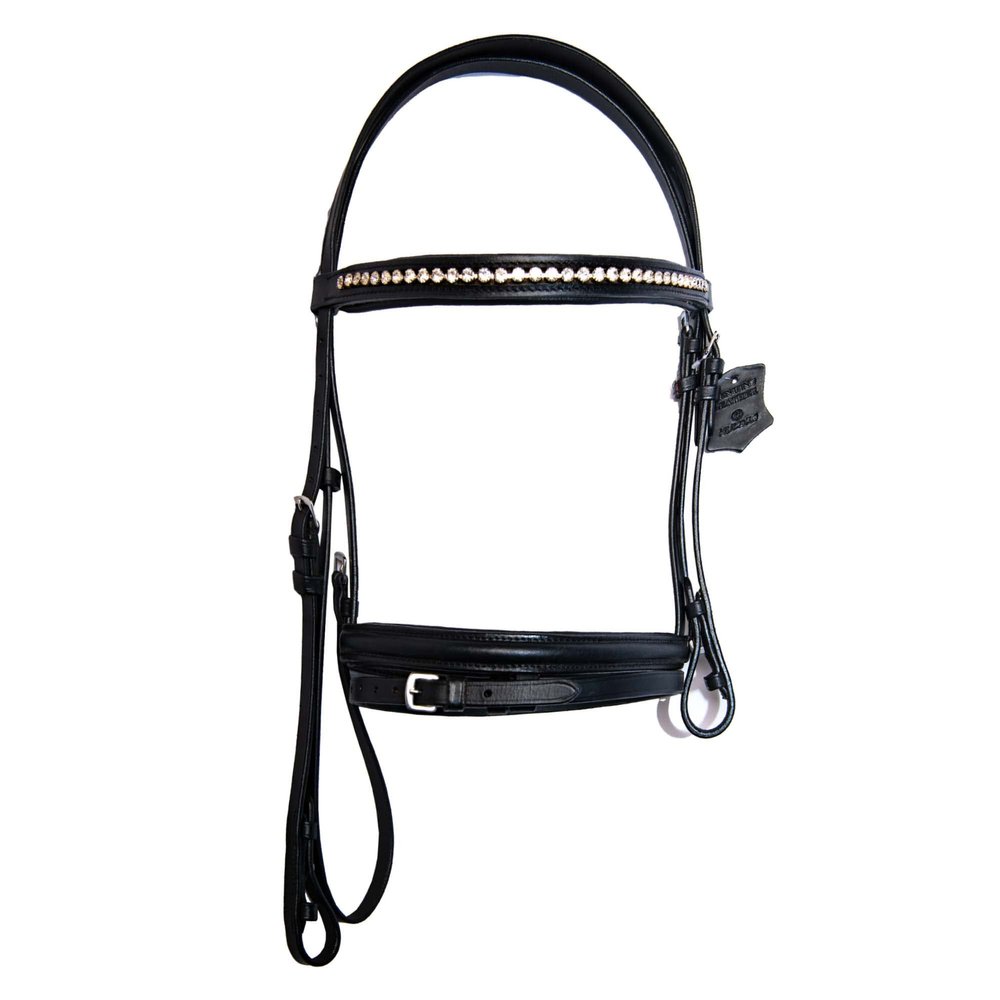 Wonder Care Top Grain Cowhide Leather English Bridle Snaffle Horse Bridle Noseband with Browband Horse Bit Bridle with Reins Bridles for Horses