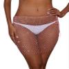 AIBEARTY Women's Sexy Glitter Rhinestone Mesh See Through Mini Skirt Hollow Out Bikini Cover Up Club Festival Rave Outfit Pink view 1
