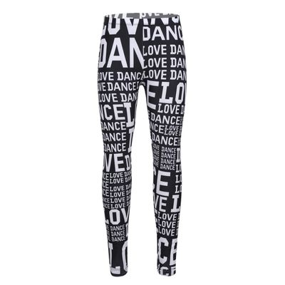 Sxiwei Kids Girls Athletic Leggings Love Dance Print Sportswear Workout Bottoms Running Jogger Pants Black&White 5 Years