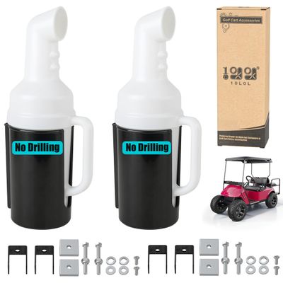 10L0L Golf Cart Sand Bottle with Holder, No Drilling Needed Universal for EZGO Club Car Yamaha, Divot Filler Sand Bottle,Large Capacity and Easy to Install, Fit 1" Square Tubes (2 Packs)
