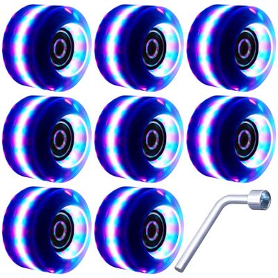 Tanzfrosch 8 Pack Roller Skate Wheels with Bearings Installed Quad Light Up Wheels for Double Row Skating and Skateboard 82A 32mm x 58mm