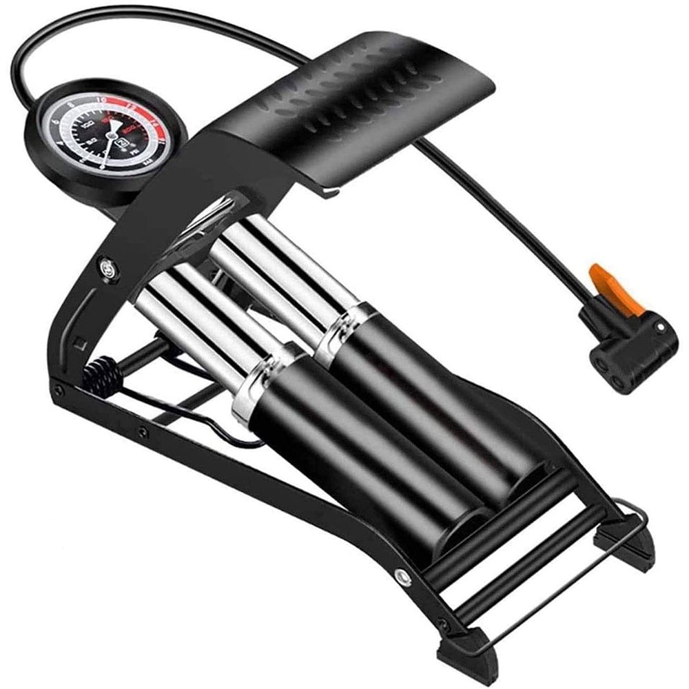 Feilx Dual-Cylinder Foot Pump,Portable Floor Bike Pump with Accurate Pressure Gauge & Smart Valves,Bike Tire Pump for Road Bike,MTB,Hybrid,Balls