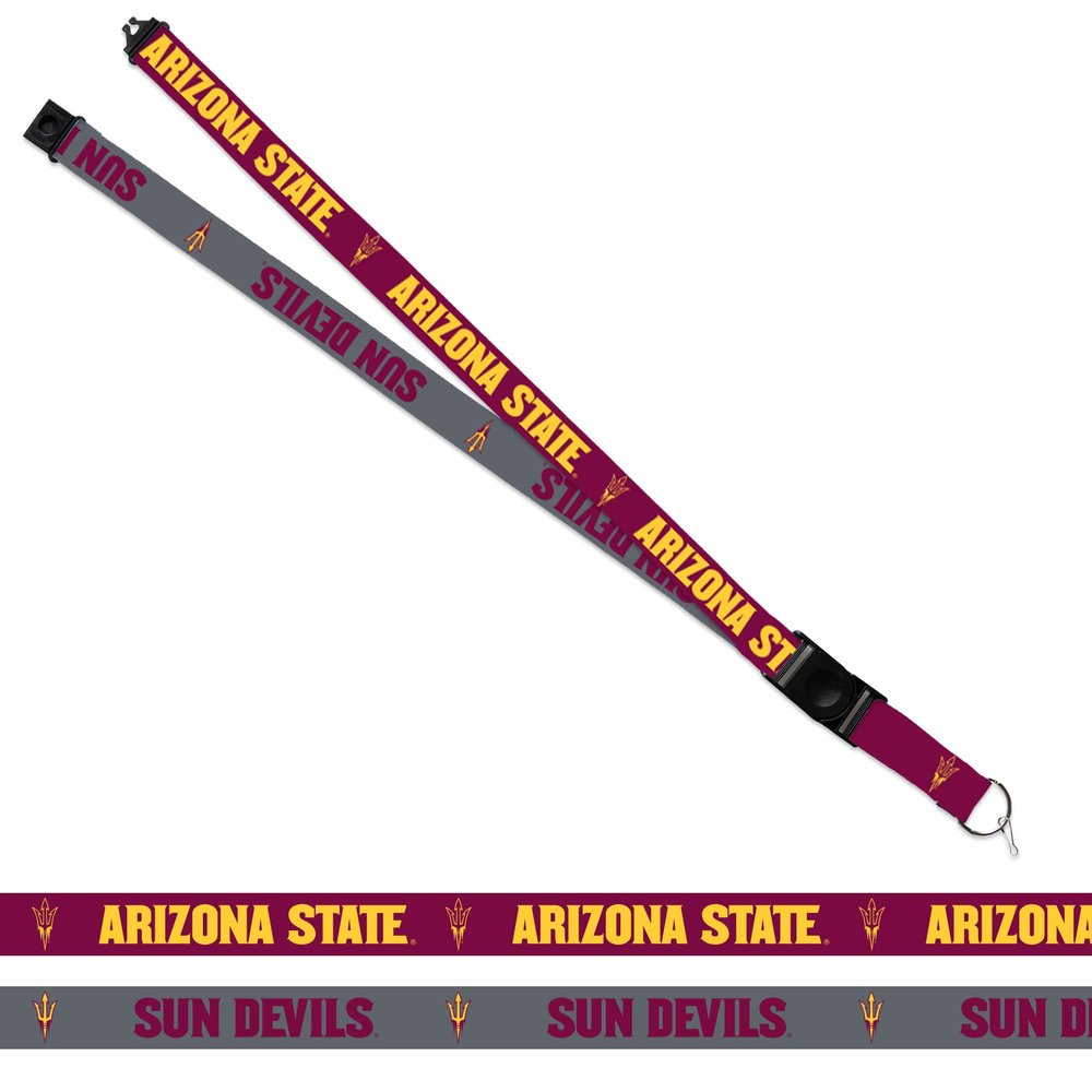 Rico Industries NCAA Arizona State Sun Devils - ASU Maroon and Grey 18" x 1" Premium Unisex-Adult Safety Breakaway Lanyard
