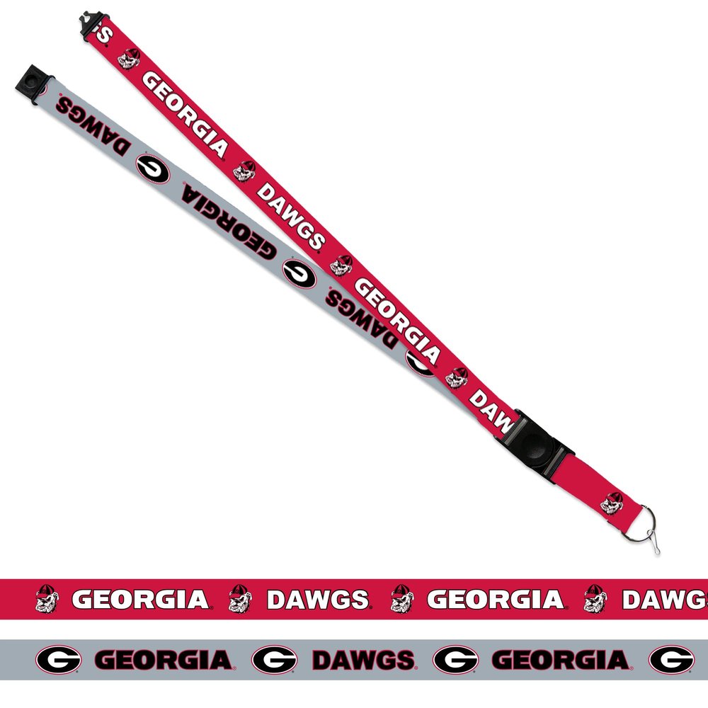 Rico Industries NCAA Georgia Bulldogs Red and Greay 18" x 1" Premium Unisex-Adult Safety Breakaway Lanyard