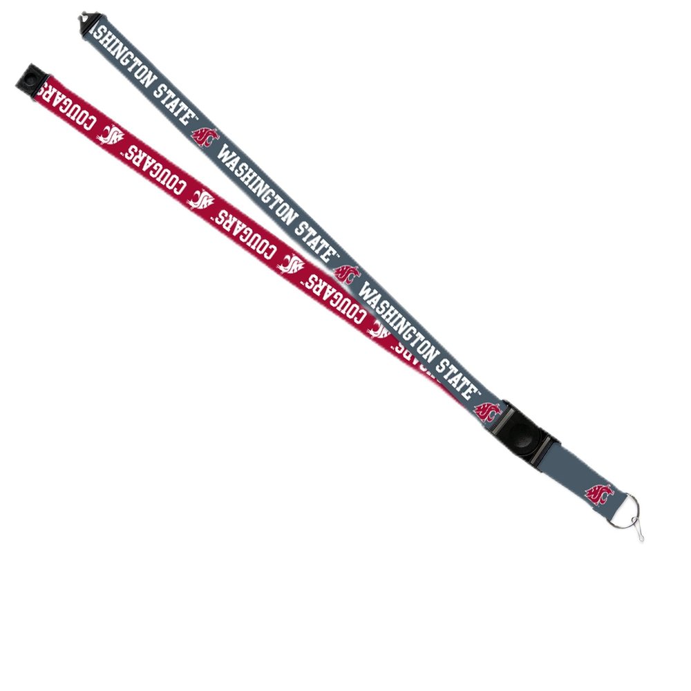 Rico Industries NCAA Washington State Cougars - WSU Crimson and Greay 18" x 1" Premium Unisex-Adult Safety Breakaway Lanyard