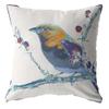 HomeRoots Purple On White 18 Blue White Robin Suede Throw Pillow view 1