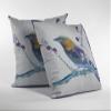 HomeRoots Purple On White 18 Blue White Robin Suede Throw Pillow view 2