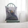 HomeRoots Purple On White 18 Blue White Robin Suede Throw Pillow view 3