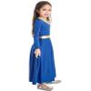 easyforever Girl's Metallic Gold Color Block Praise Dance Dress Dancewear Lyrical Christian Worship Dance Tunic Dress Royal Blue 6 Years view 3