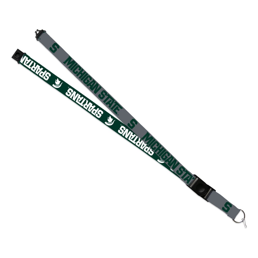 Rico Industries NCAA Michigan State Spartans Green and Grey 18" x 1" Premium Unisex-Adult Safety Breakaway Lanyard